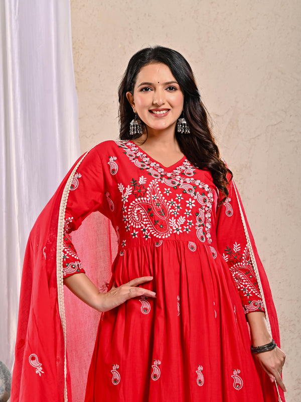 Indolady Scarlet Aura Anarkali Suit Set