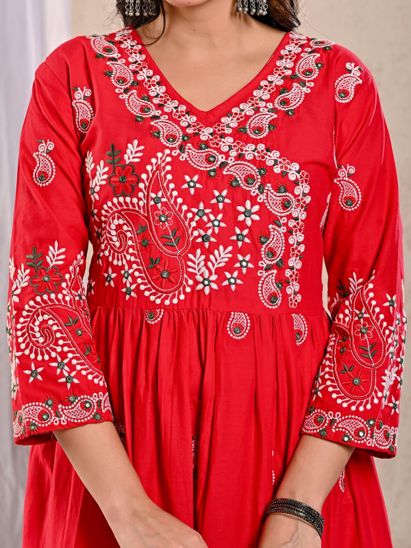 Indolady Scarlet Aura Anarkali Suit Set