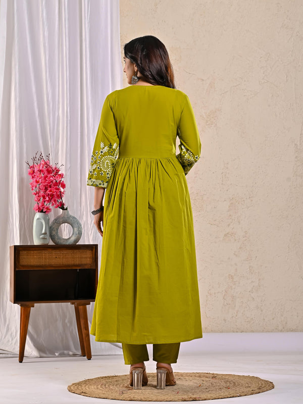 Indolady Emerald Grace Anarkali Suit Set