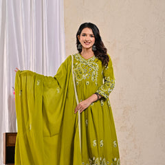 Indolady Emerald Grace Anarkali Suit Set