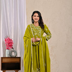 Indolady Emerald Grace Anarkali Suit Set
