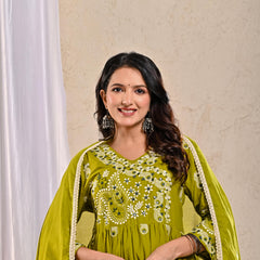 Indolady Emerald Grace Anarkali Suit Set