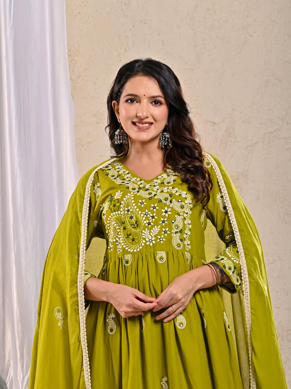 Indolady Emerald Grace Anarkali Suit Set