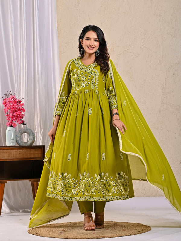 Indolady Emerald Grace Anarkali Suit Set