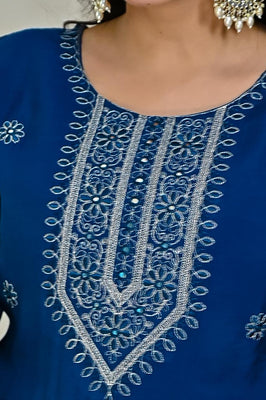 Indolady Ocean Charm Pure Mul Chanderi Suit Set