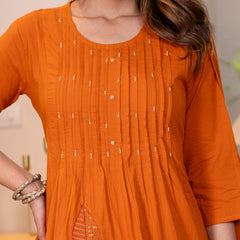 Festive Glow Pure Cotton Floral Kurta Pant Dupatta Set