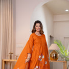 Festive Glow Pure Cotton Floral Kurta Pant Dupatta Set