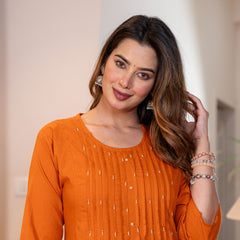 Festive Glow Pure Cotton Floral Kurta Pant Dupatta Set