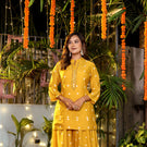 Golden Glow Muslin Embroidered Co-ord Set