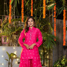 Fuchsia Bloom Muslin Embroidered Co-ord Set”