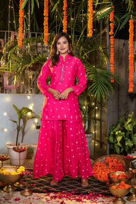 Fuchsia Bloom Muslin Embroidered Co-ord Set”