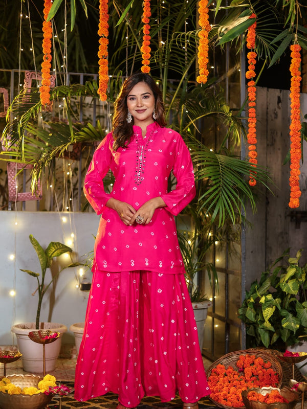 Fuchsia Bloom Muslin Embroidered Co-ord Set”