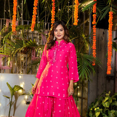 Fuchsia Bloom Muslin Embroidered Co-ord Set”