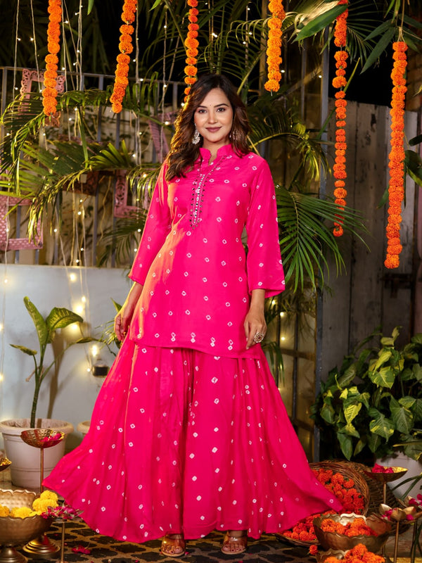 Fuchsia Bloom Muslin Embroidered Co-ord Set”