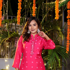 Fuchsia Bloom Muslin Embroidered Co-ord Set”