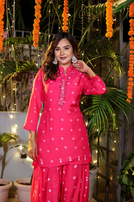 Fuchsia Bloom Muslin Embroidered Co-ord Set”