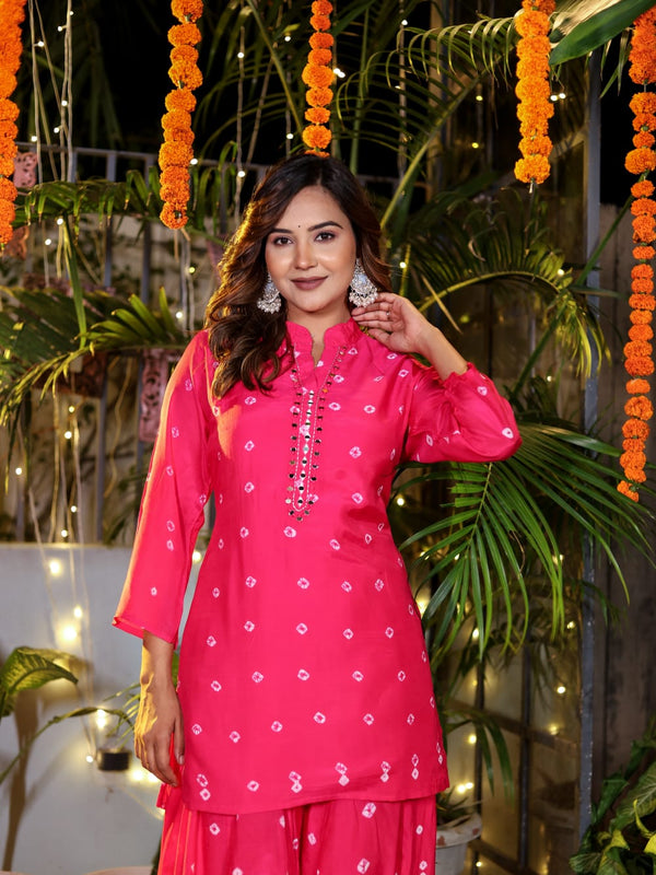 Fuchsia Bloom Muslin Embroidered Co-ord Set”