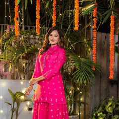 Fuchsia Bloom Muslin Embroidered Co-ord Set”