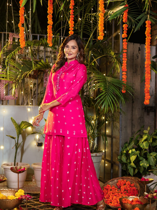 Fuchsia Bloom Muslin Embroidered Co-ord Set”