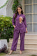 Indolady Violet Radiance Floral Embroidered Cotton Flex Co-ord Set
