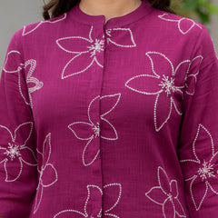 Maroon Muse Floral Embroidery Co-ord Set