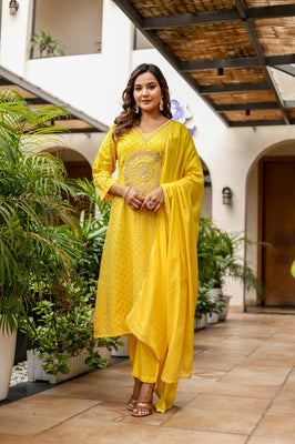 Sunlit Zari Glow A-Line Embroidered Suit Set