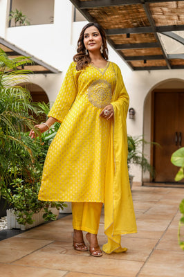 Sunlit Zari Glow A-Line Embroidered Suit Set