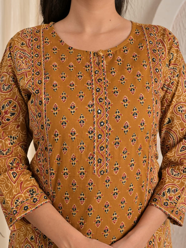 Mustard Heritage Handwork Cotton Suit Set By IndoLady