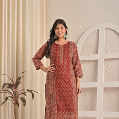 Maroon Majestic Traditional Printed Suit Set By IndoLady