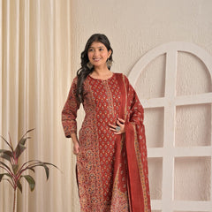 Maroon Majestic Traditional Printed Suit Set By IndoLady