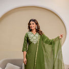 Olive Grace Hand-Embroidered Cotton Suit Set By IndoLady