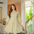 Indolady Pastel Elegance Cotton Co-ord Set – Hand Embroidered Kurta & Pants