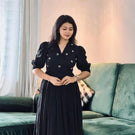 Midnight Black Handwork Midi | Soft Rayon Fabric