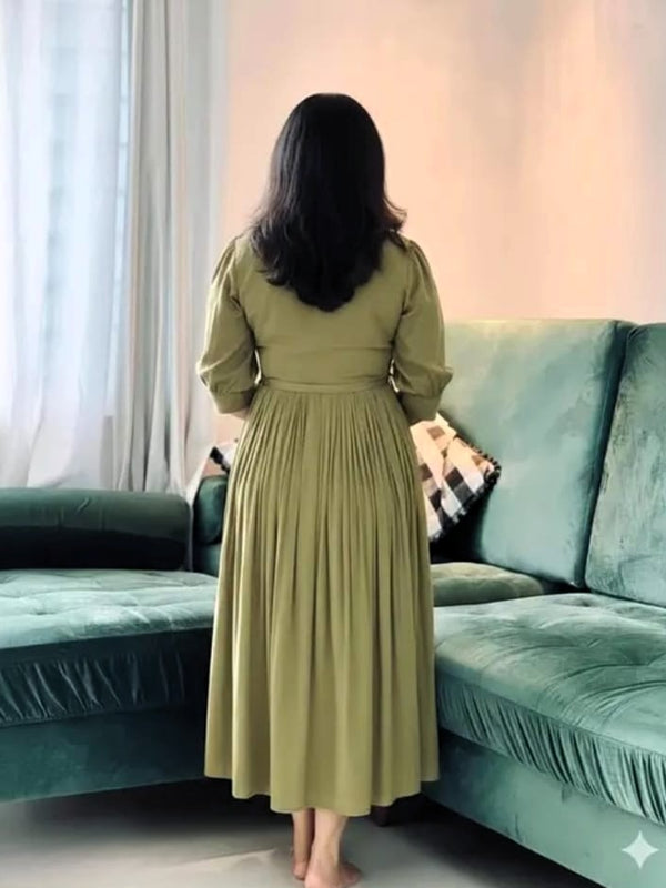 Green Grace Stylish Handwork Midi Dress