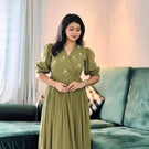 Green Grace Stylish Handwork Midi Dress