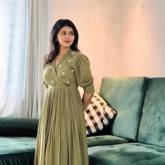 Green Grace Stylish Handwork Midi Dress