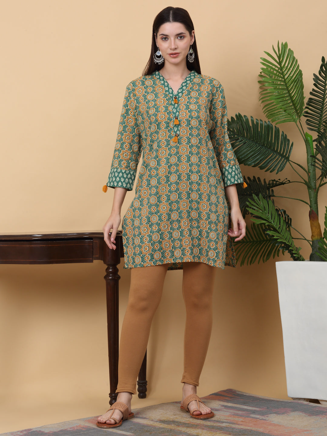 Neo Kantha Mosaic Tunic – Emerald Green Edition