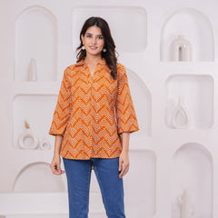 Indolady Cotton Flex Printed Top for Women