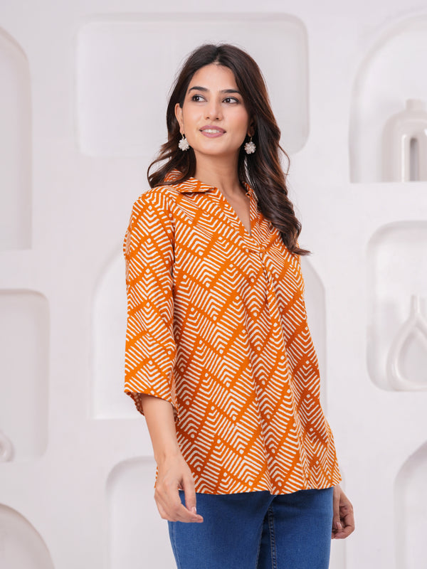 Indolady Cotton Flex Printed Top for Women