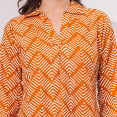 Indolady Cotton Flex Printed Top for Women