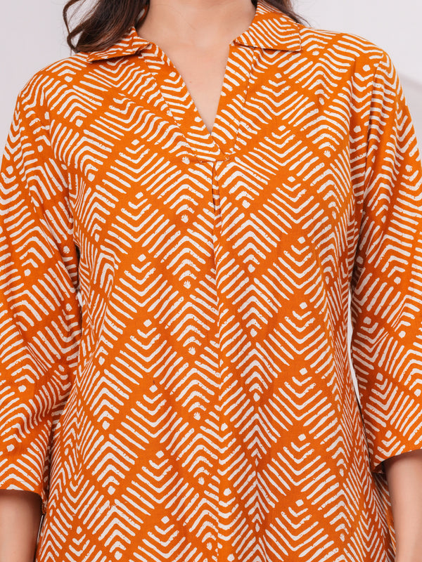 Indolady Cotton Flex Printed Top for Women