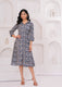 Elegant Grey Cotton Kantha A-Line Kurta – Buttoned Flared Midi Style