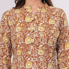 Yellow Blossom Katha Cotton Kurta for Daily Comfort