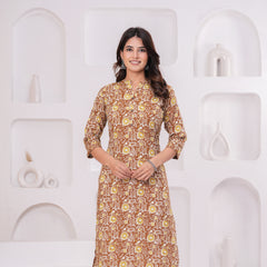 Yellow Blossom Katha Cotton Kurta for Daily Comfort