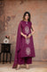 Wine Grace Sleeveless Cotton A-line Suit Set with Embroidered Dupatta