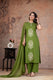 Olive Bloom Sleeveless Cotton A-line Suit Set with Elegant Dupatta
