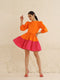 IndoLady Citrus Crush Puff Sleeve Tiered Dress