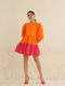 IndoLady Citrus Crush Puff Sleeve Tiered Dress