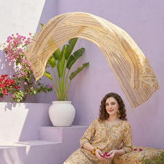 Golden Meadow Floral Pure Cotton Suit Set with Dupatta – Warm & Elegant Ethnic Ensemble