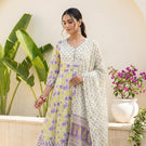 Lavender Bloom Floral Pure Cotton Suit Set with Dupatta